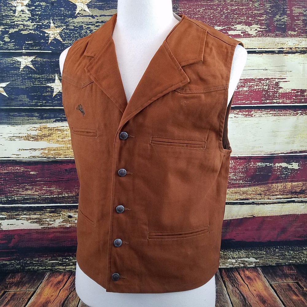 WYOMING TRADERS MENS CINNAMON BRONCO CANVAS VEST